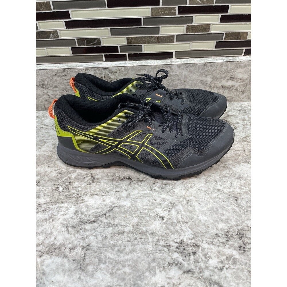 New Asics Gel Sonoma 5 Trail Running Shoe Graphite Gray-Black-Yellow  Mens 11